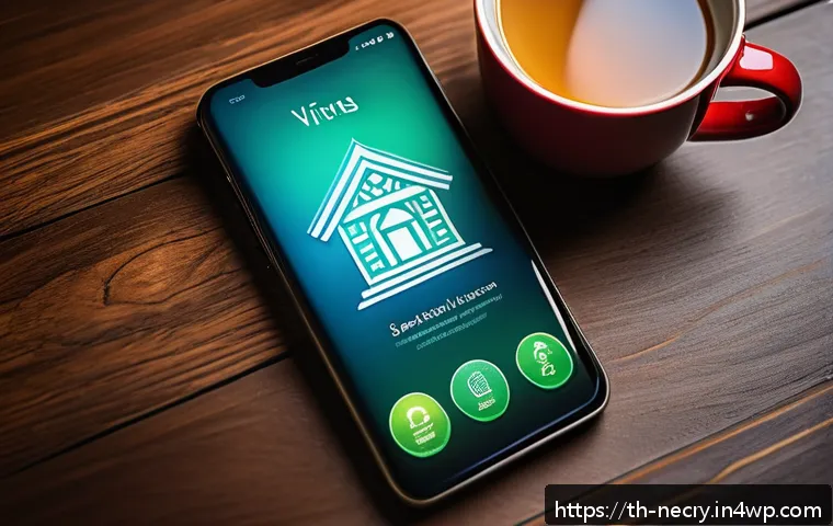 모바일 기기와 보안 관리 소프트웨어 비교 - A detailed close-up illustration of a modern smartphone screen displaying a mobile security app inte...
